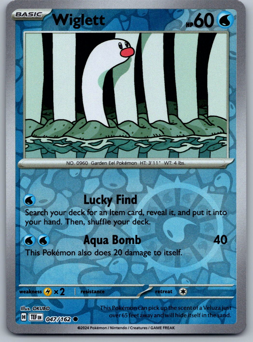 Wiglett 047/162 Temporal Forces Pokemon Reverse Holo