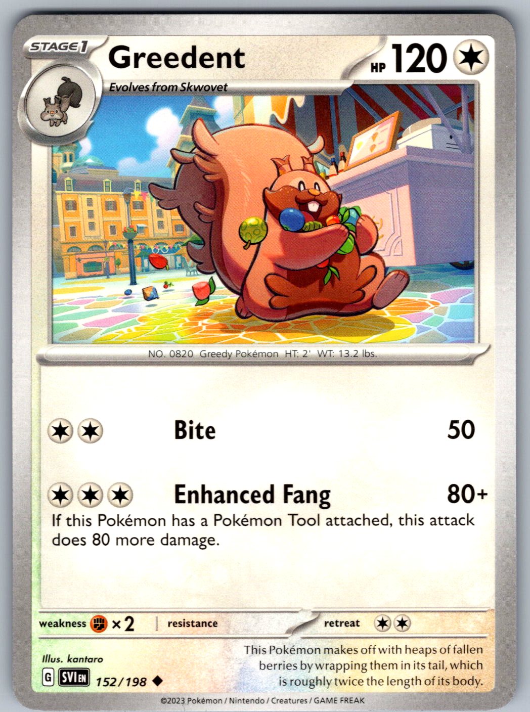 Greedent 152/198 Scarlet & Violet Pokemon