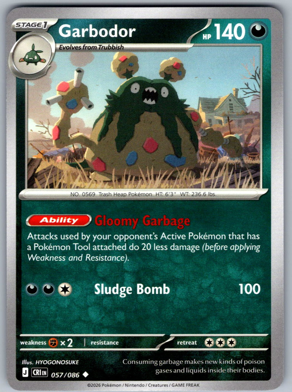 Garbodor 057/086 Chaos Rising Pokemon