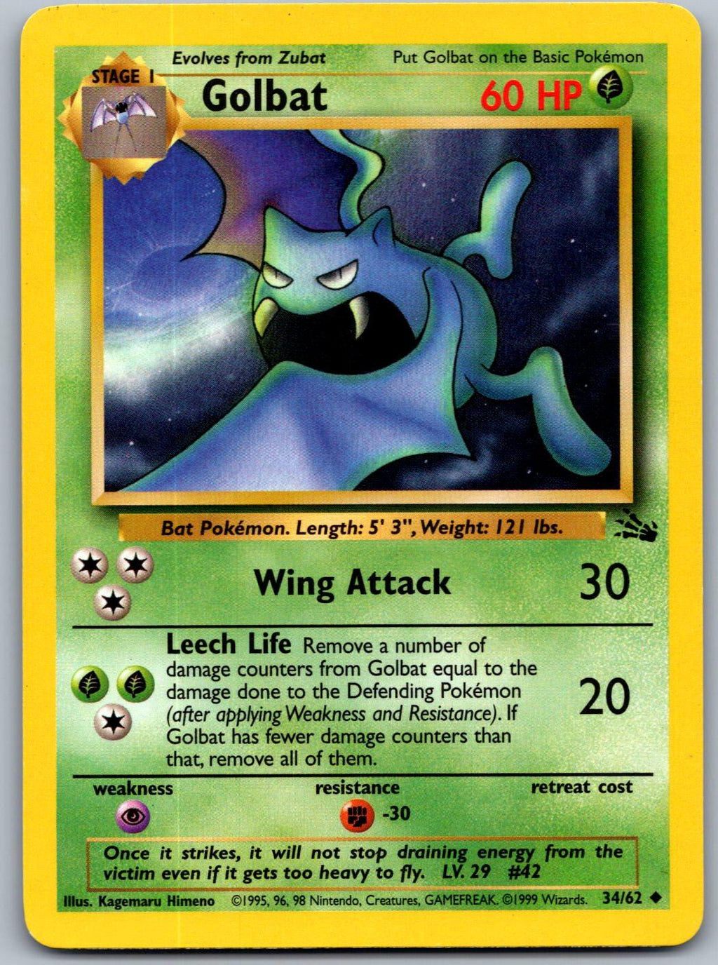 Golbat 34/62 Fossil Pokemon Unlimited