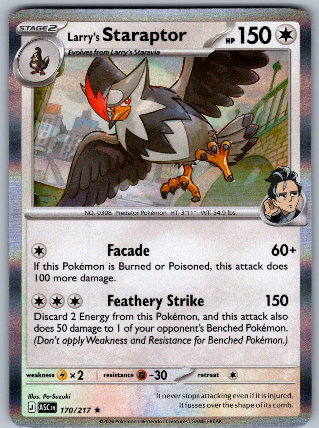 Larry's Staraptor 170/217 Ascended Heroes Pokemon Holo