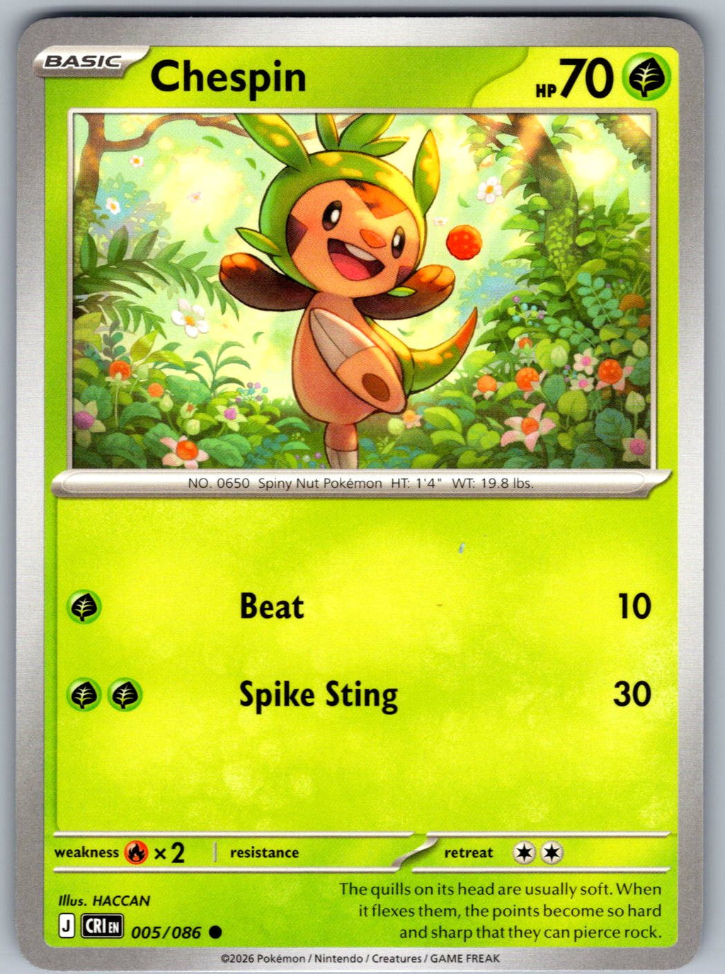 Chespin 005/086 Chaos Rising Pokemon