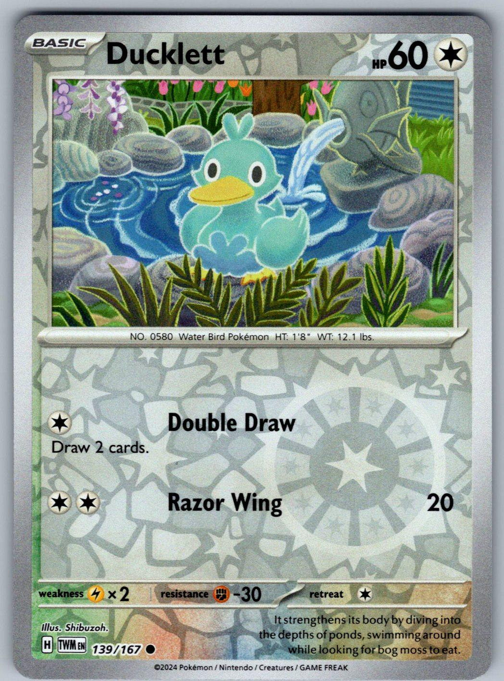 Ducklett 139/167 Twilight Masquerade Pokemon Reverse Holo
