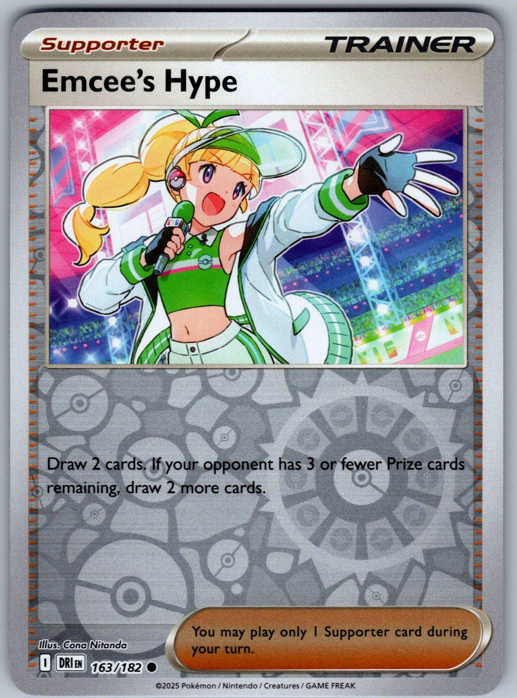 Emcee's Hype 163/182 Destined Rivals Pokemon Reverse Holo