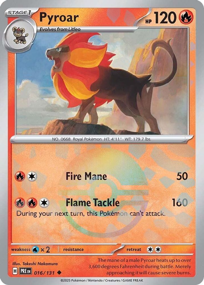 Pyroar (Poke Ball Pattern) 016/131 Prismatic Evolutions Pokemon Holo