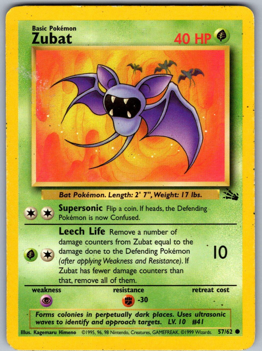 Zubat 57/62 Fossil Pokemon Unlimited