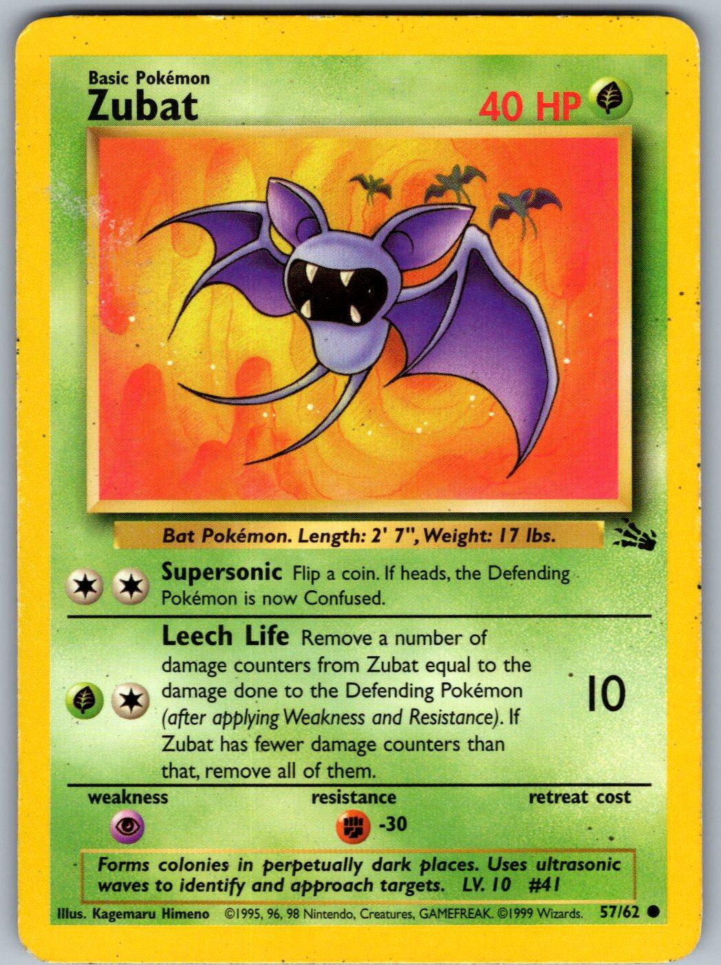 Zubat 57/62 Fossil Pokemon Unlimited