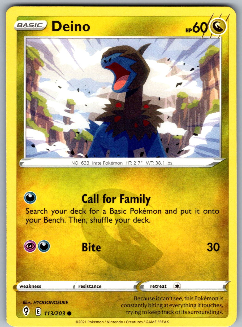 Deino 113/203 Evolving Skies Pokemon