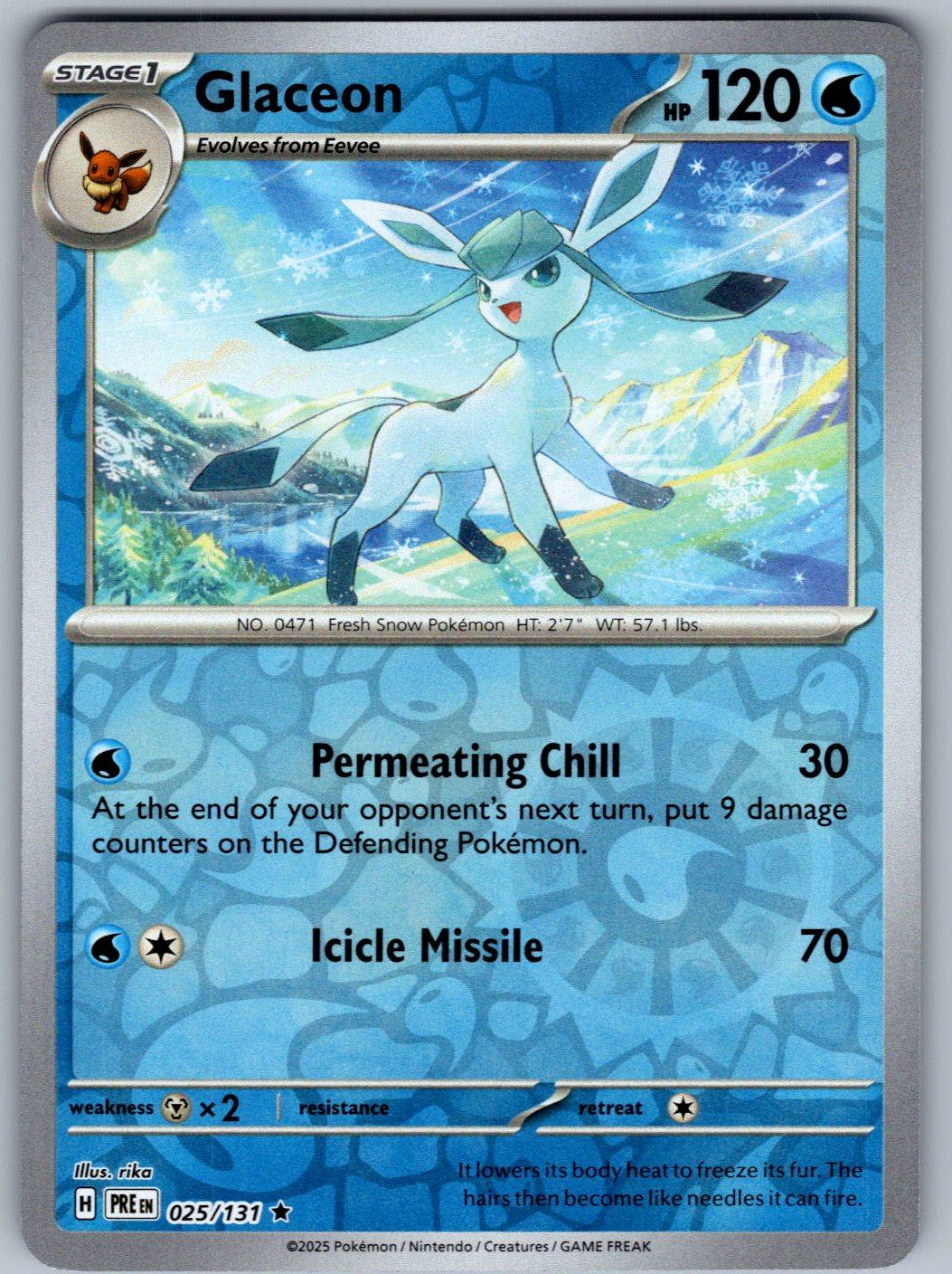 Glaceon 025/131 Prismatic Evolutions Pokemon Reverse Holo