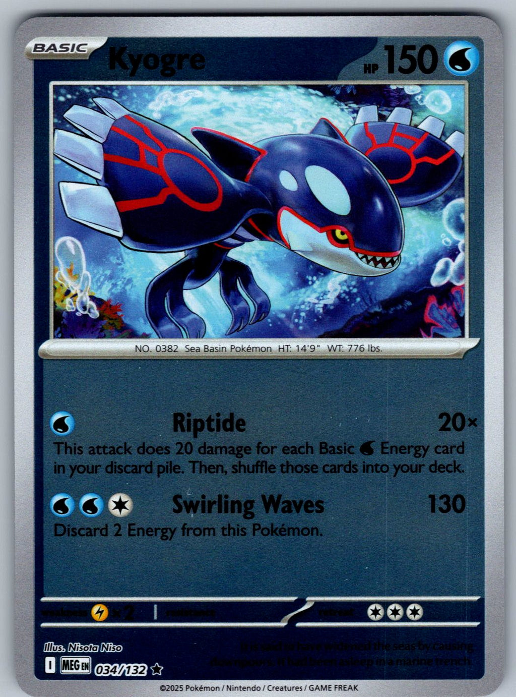 Kyogre 034/132 Mega Evolution Pokemon Reverse Holo