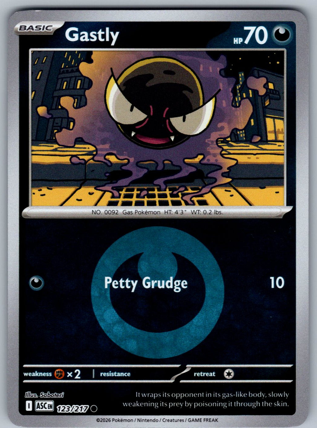 Gastly (Energy Symbol Pattern) 123/217 Ascended Heroes Pokemon Reverse Holo