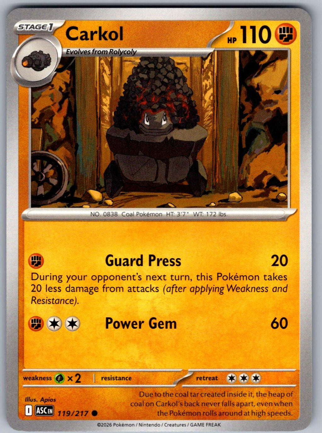 Carkol 119/217 Ascended Heroes Pokemon
