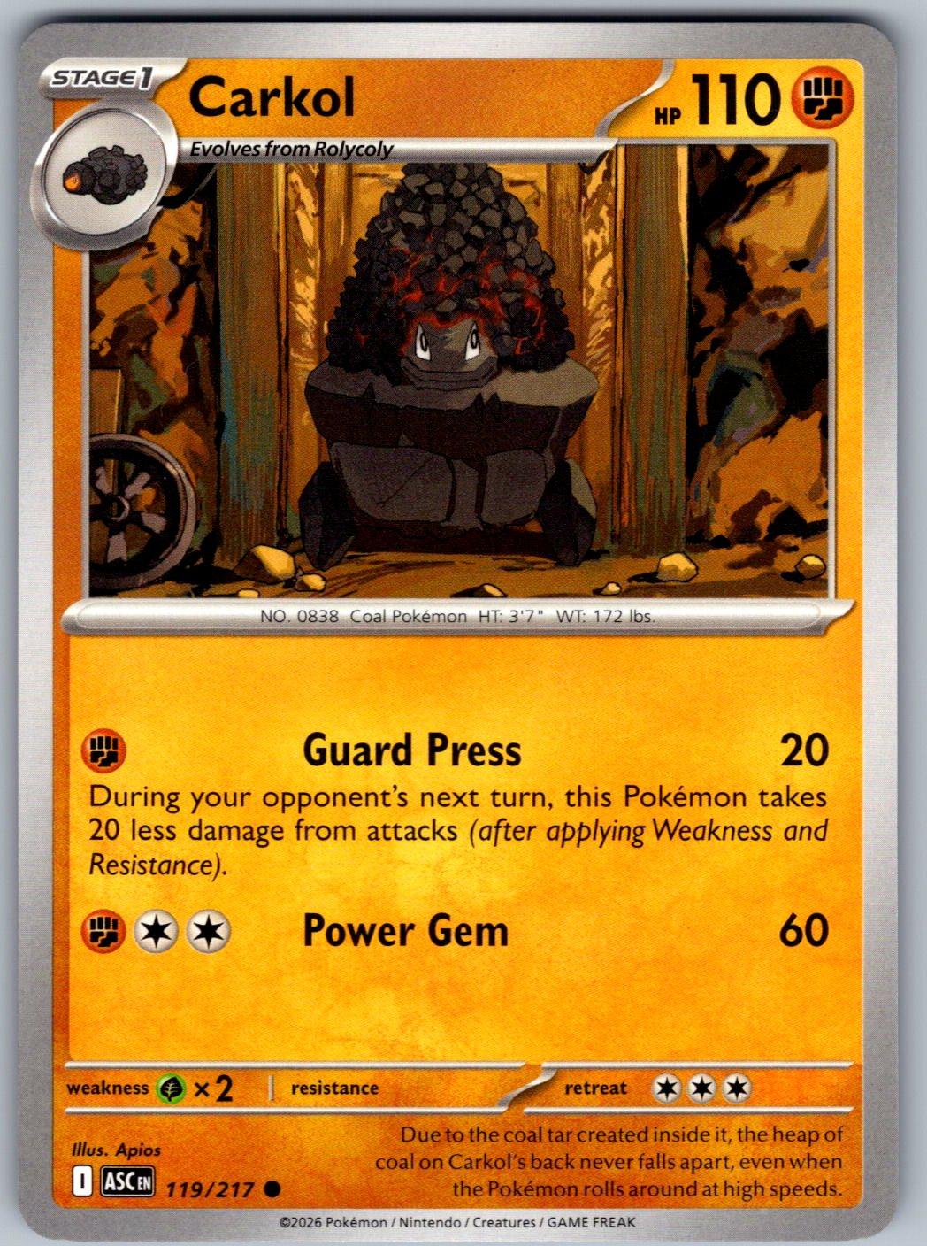 Carkol 119/217 Ascended Heroes Pokemon