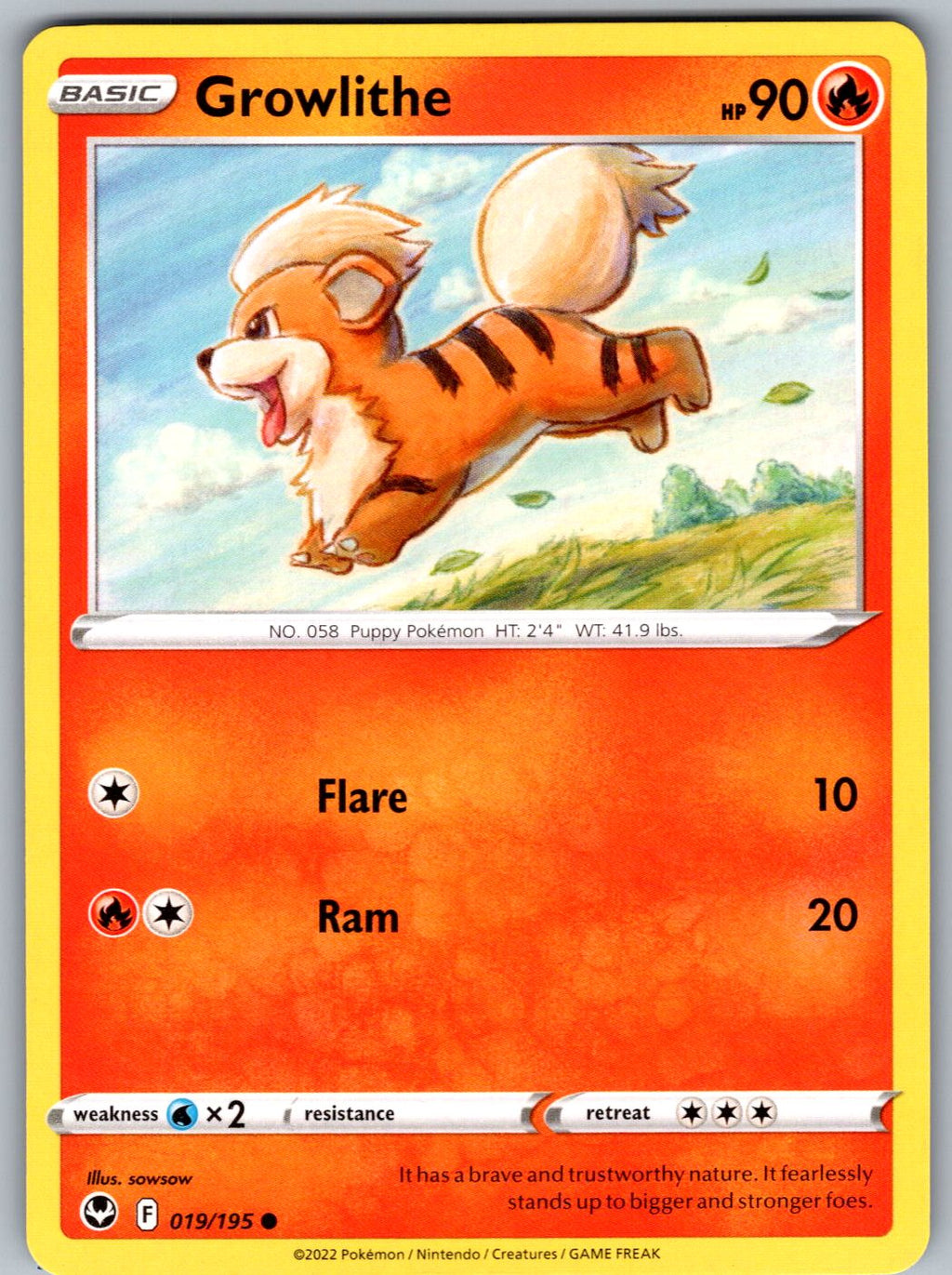 Growlithe 019/195 Silver Tempest Pokemon
