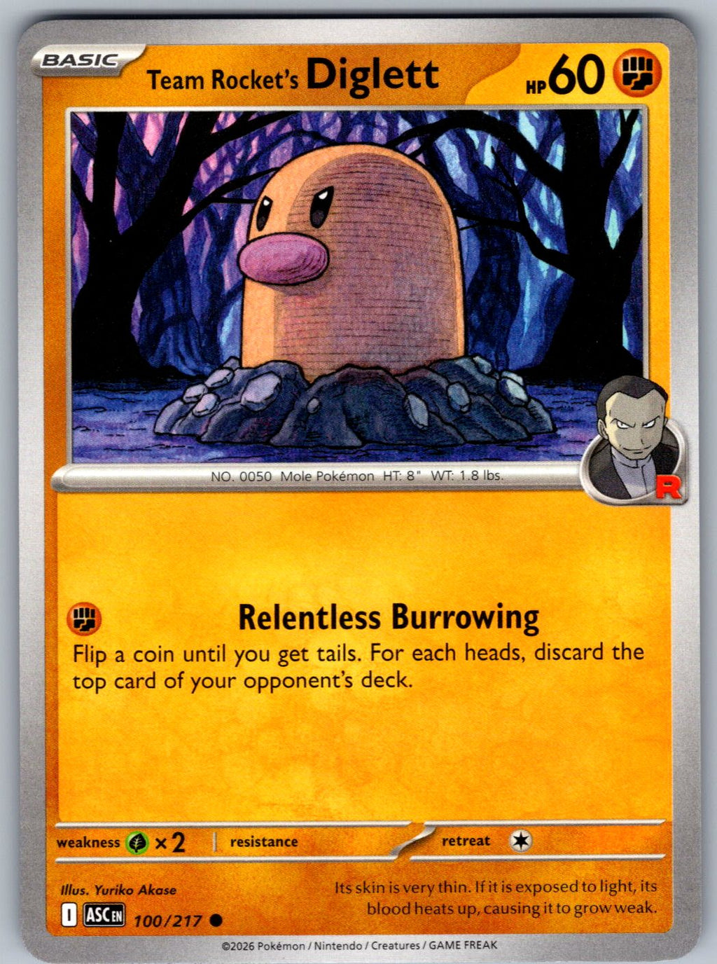 Team Rocket's Diglett 100/217 Ascended Heroes Pokemon