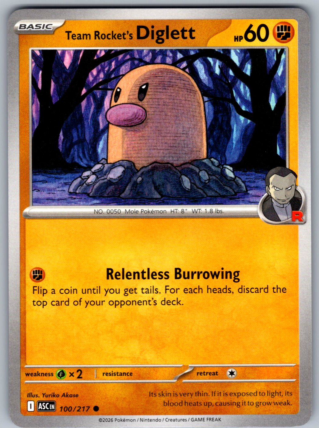 Team Rocket's Diglett 100/217 Ascended Heroes Pokemon
