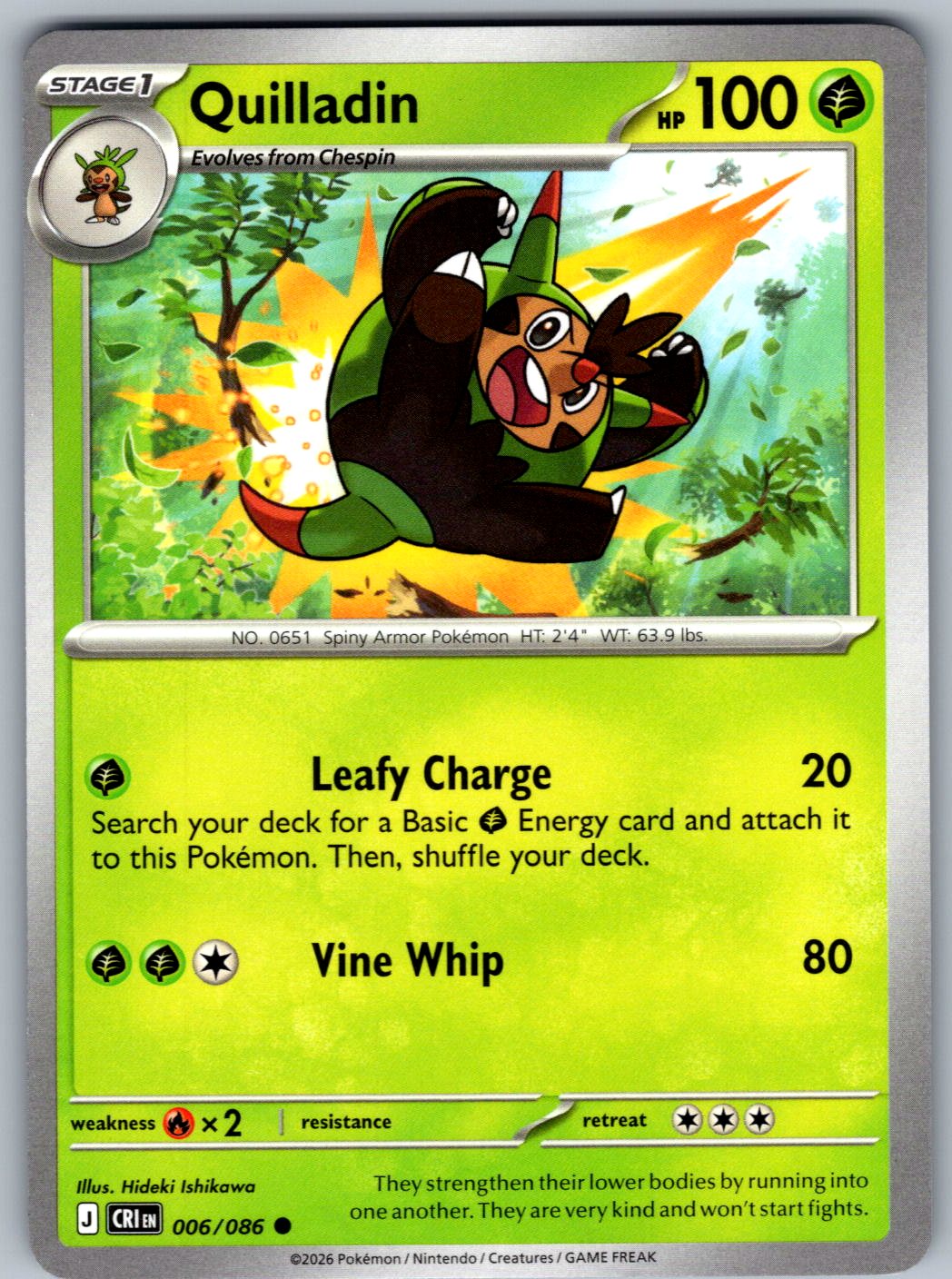 Quilladin 006/086 Chaos Rising Pokemon