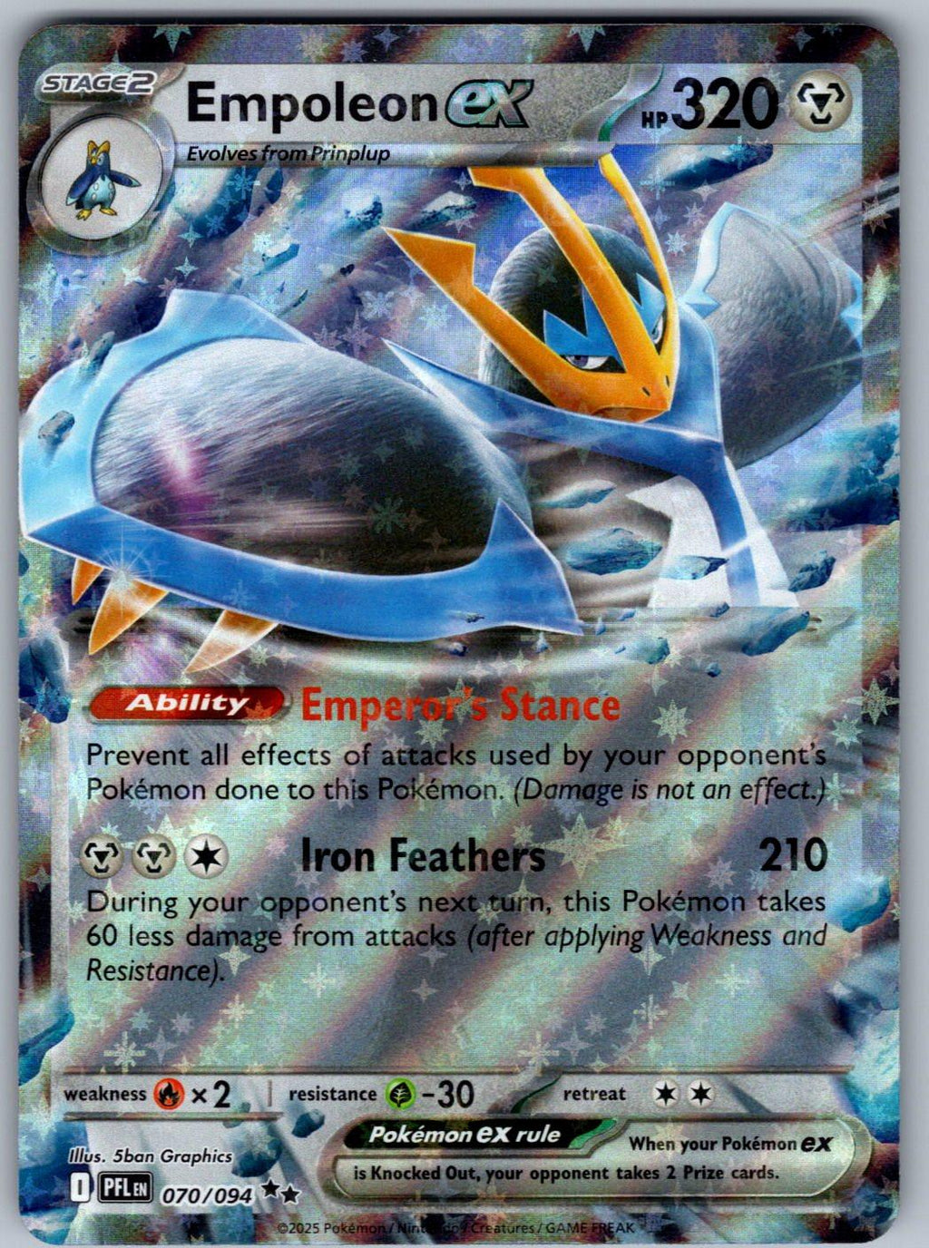 Empoleon ex 070/094 Phantasmal Flames Pokemon Holo