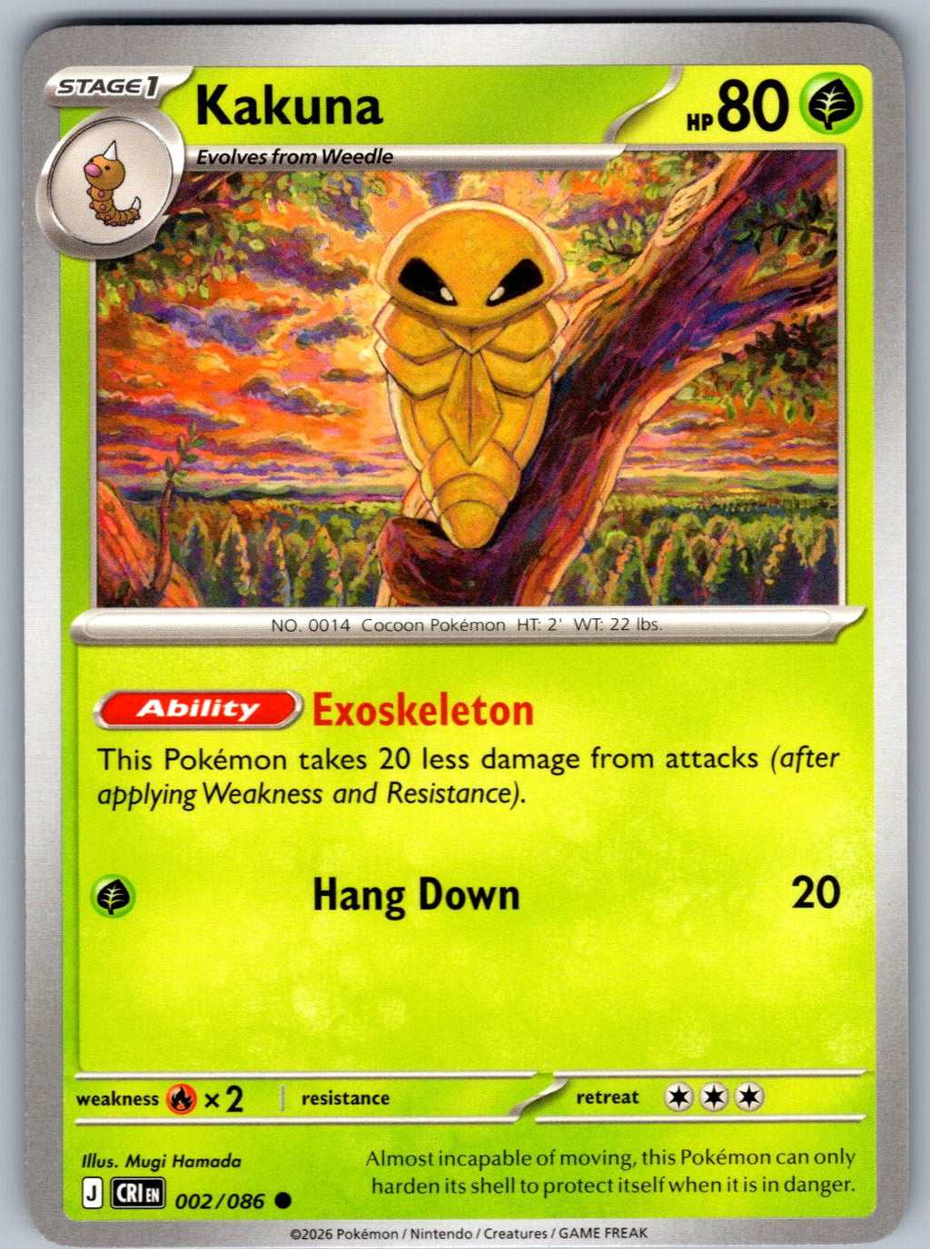 Kakuna 002/086 Chaos Rising Pokemon