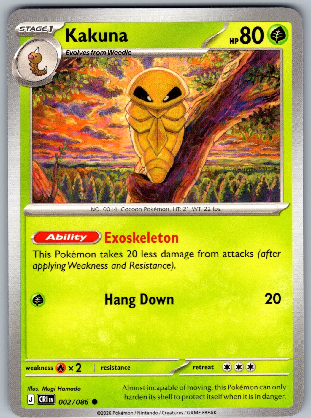 Kakuna 002/086 Chaos Rising Pokemon