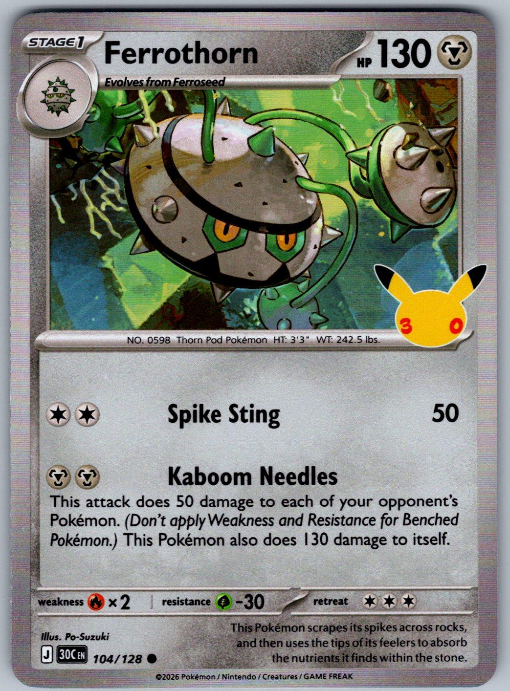 Ferrothorn 104/128 ME: 30th Celebration Pokemon Holo