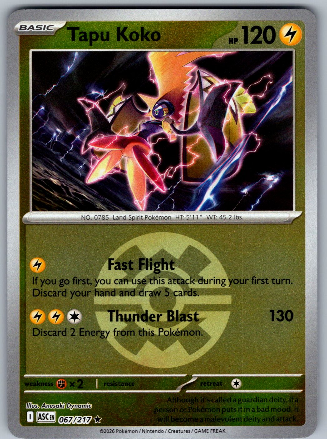 Tapu Koko (Quick Ball) 067/217 Ascended Heroes Pokemon Reverse Holo