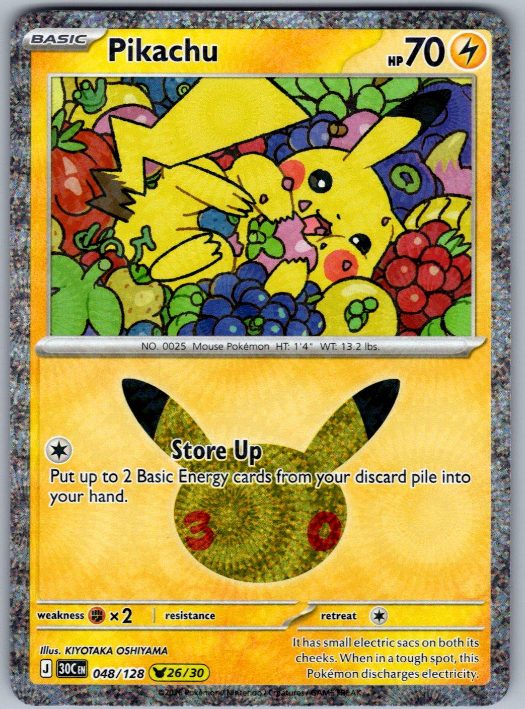 Pikachu 048/128 ME: 30th Celebration Pokemon Holo