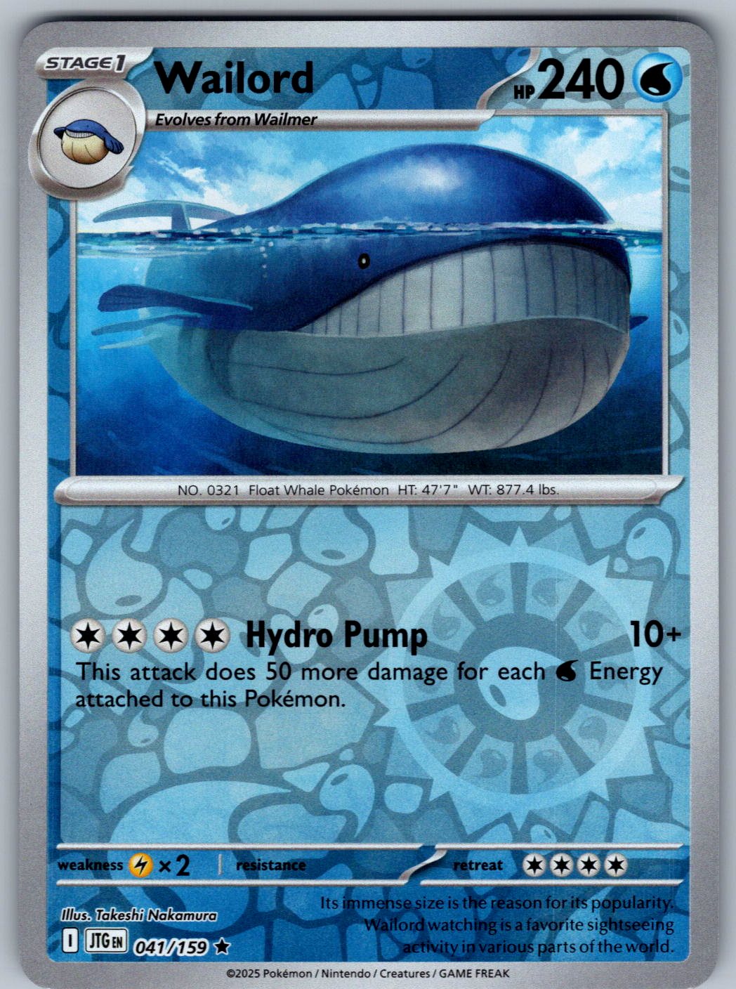Wailord 041/159 Journey Together Pokemon Holo