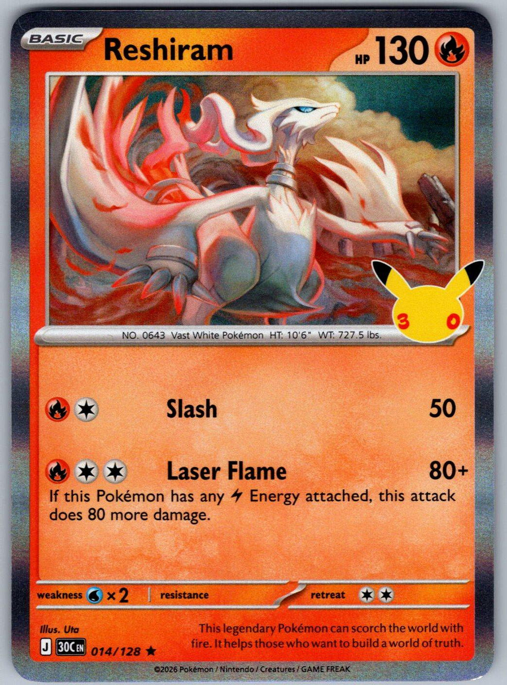 Reshiram 014/128 ME: 30th Celebration Pokemon Holo