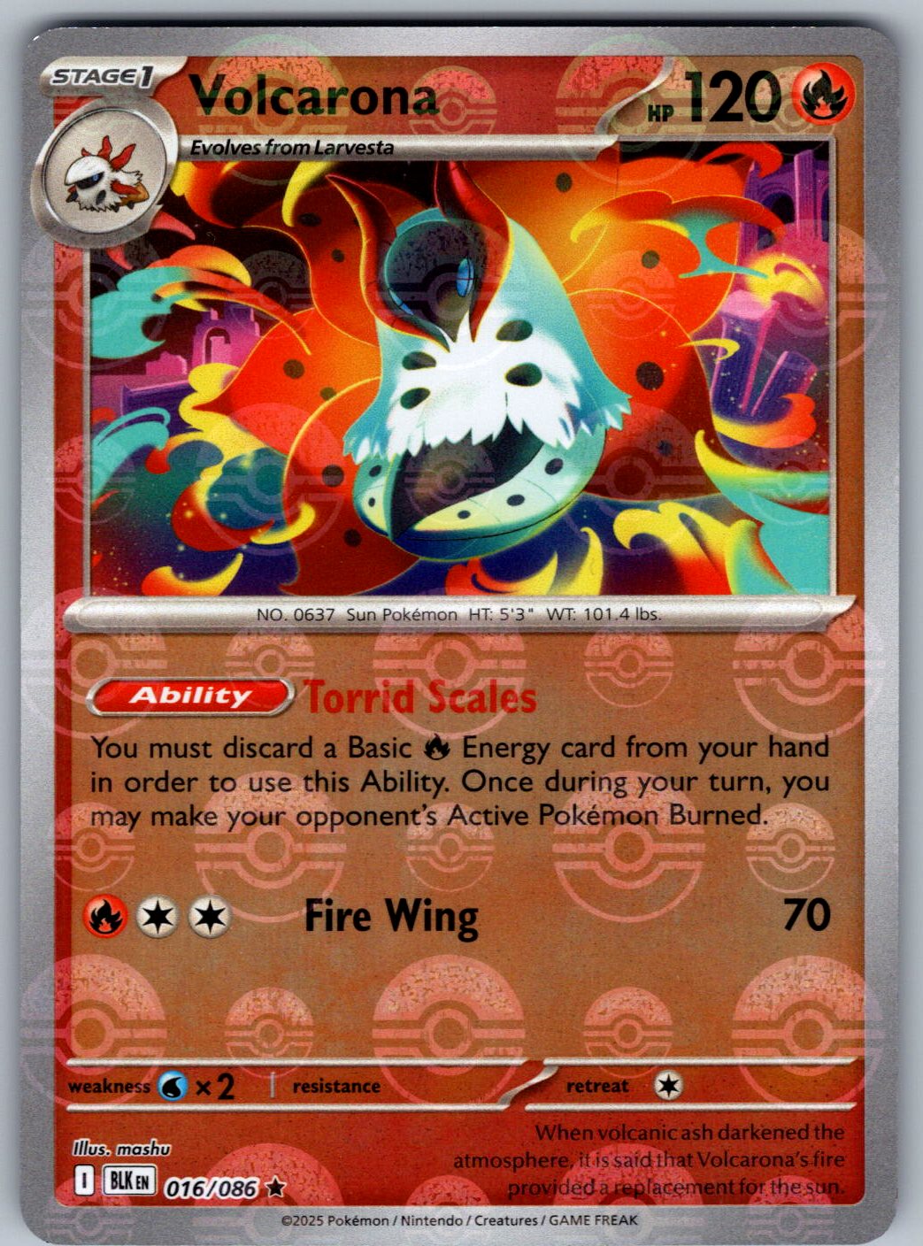 Volcarona (Poke Ball Pattern) 016/086 Black Bolt Pokemon Holo