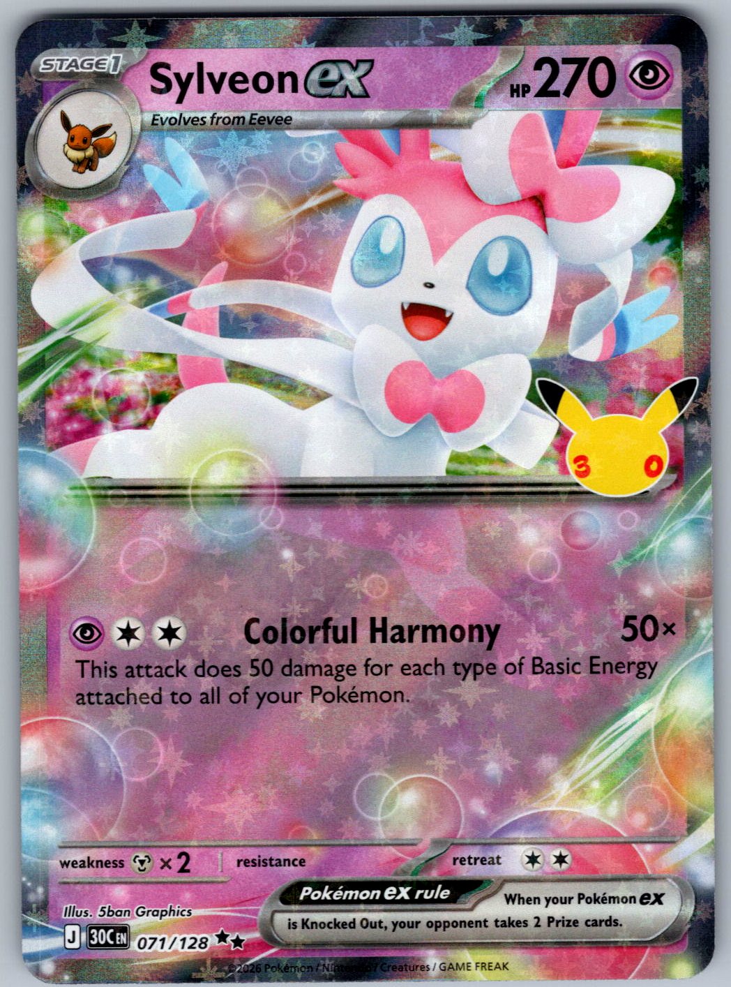 Sylveon ex 071/128 ME: 30th Celebration Pokemon Holo