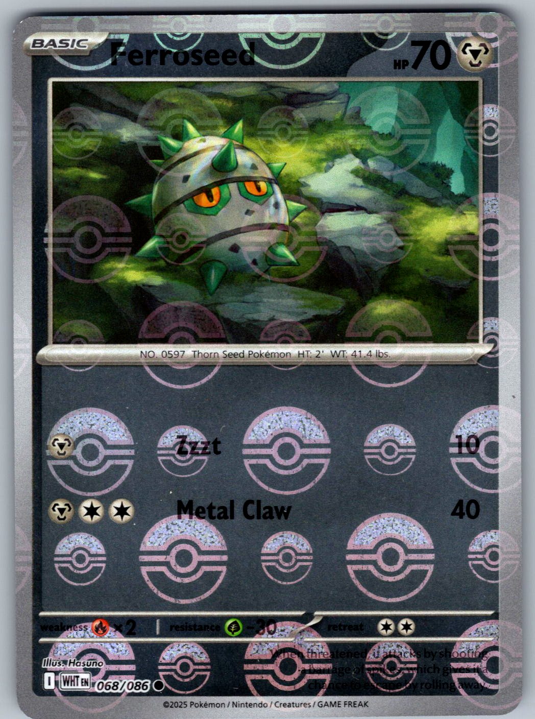 Ferroseed (Master Ball Pattern) 068/086 White Flare Pokemon Holo