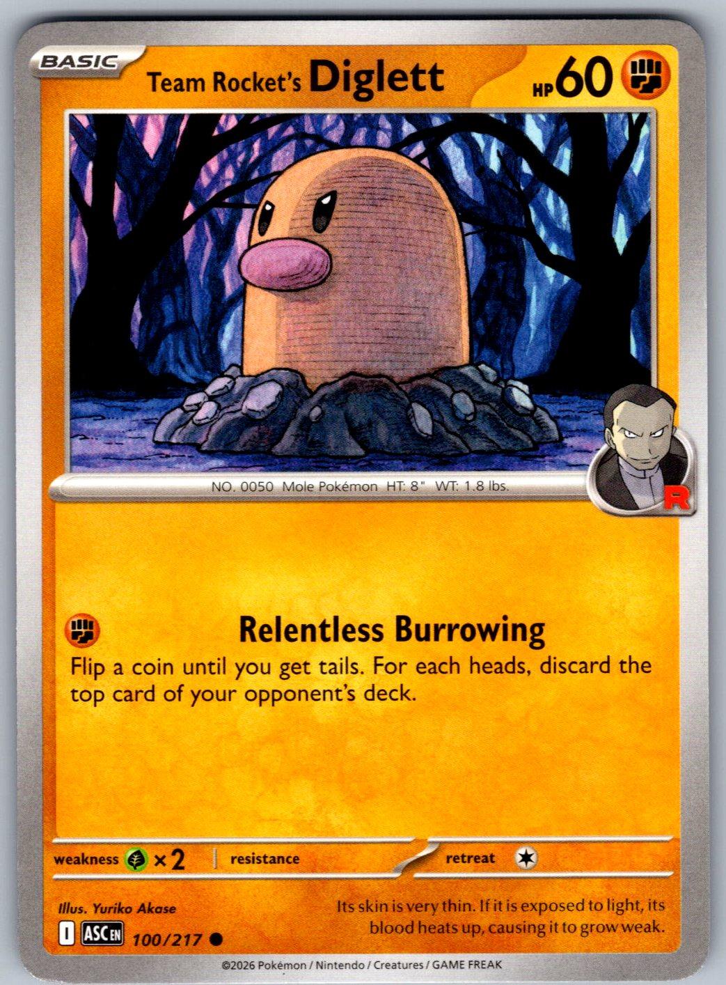 Team Rocket's Diglett 100/217 Ascended Heroes Pokemon