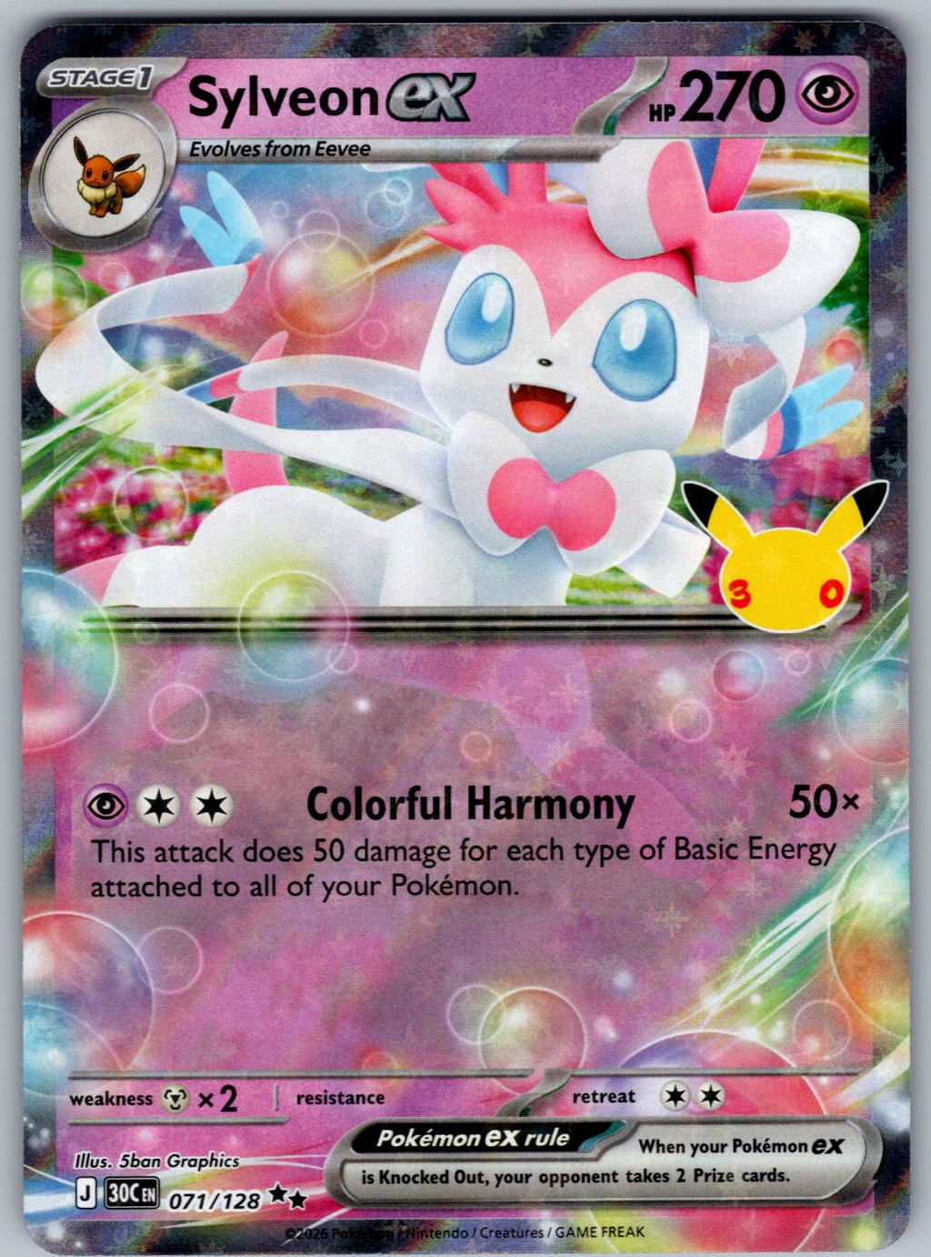 Sylveon ex 071/128 ME: 30th Celebration Pokemon Holo