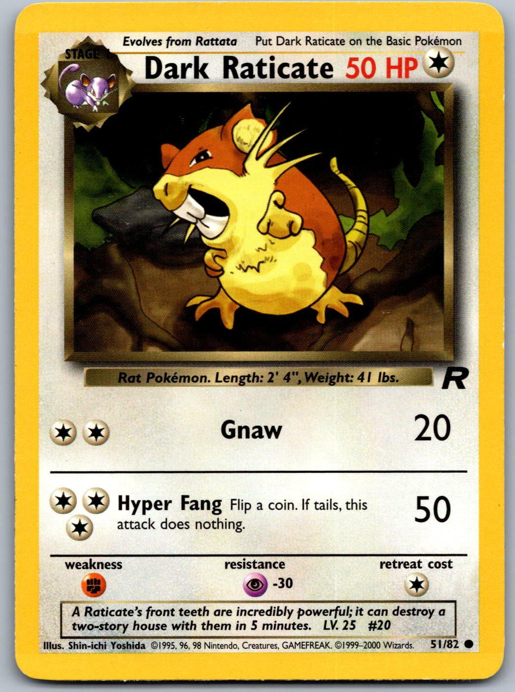 Dark Raticate 51/82 Team Rocket Pokemon Unlimited