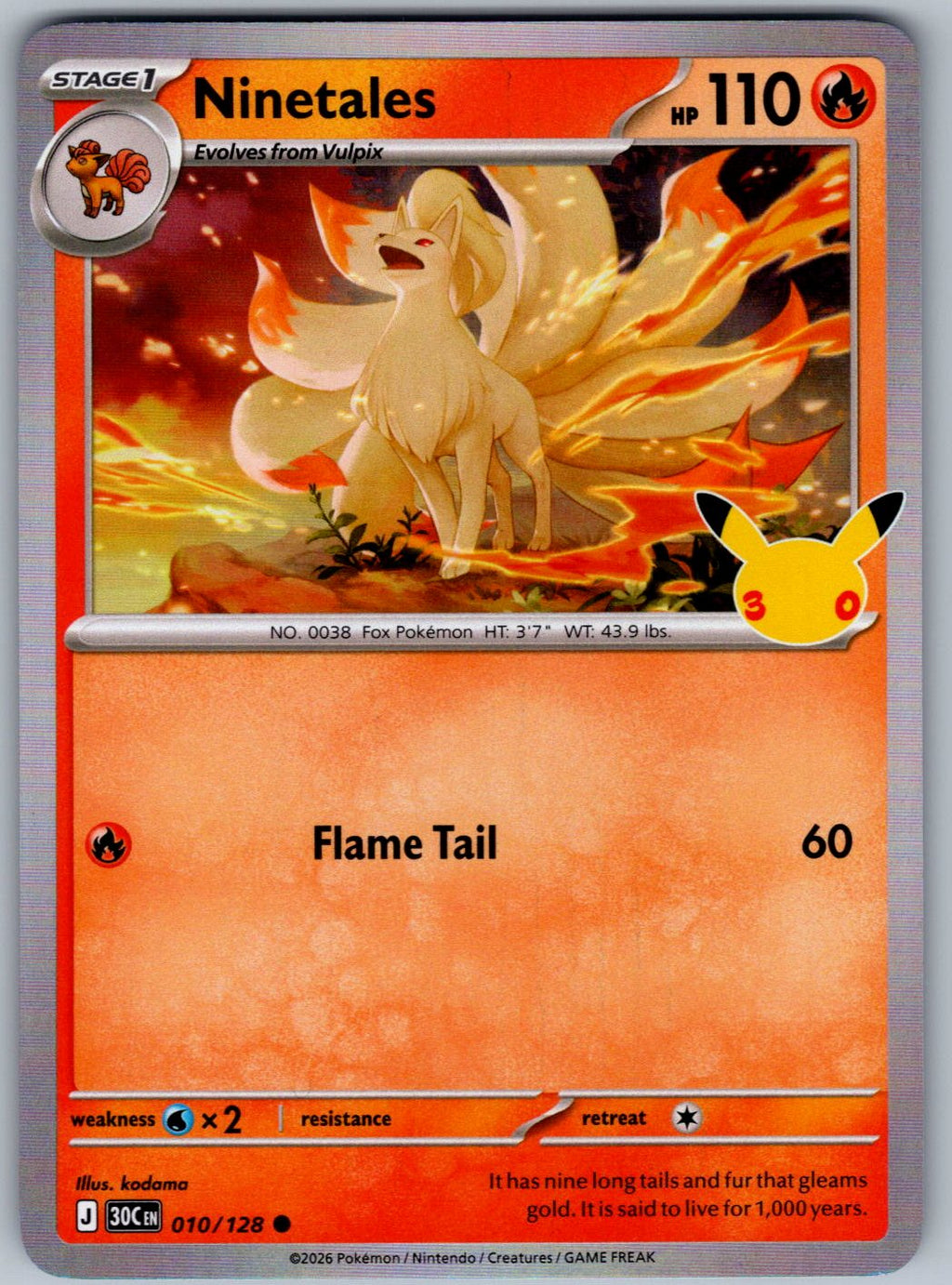 Ninetales 010/128 ME: 30th Celebration Pokemon Holo