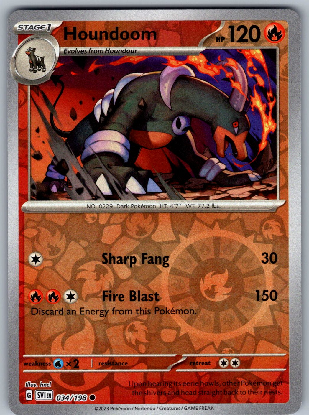 Houndoom 034/198 Scarlet & Violet Pokemon Reverse Holo