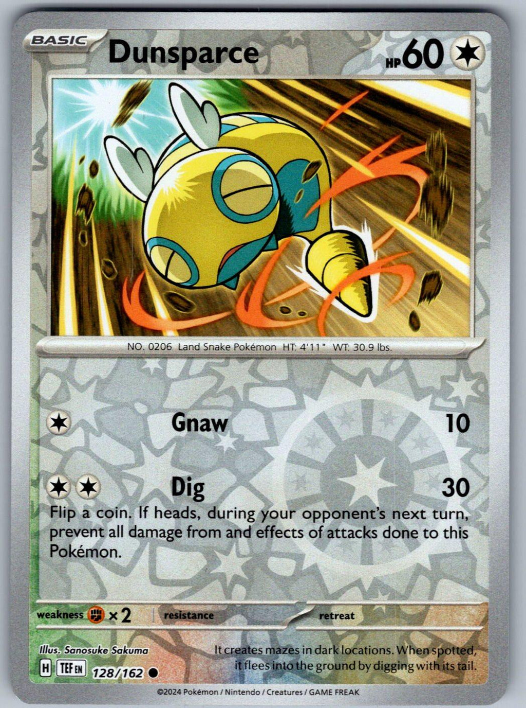 Dunsparce 128/162 Temporal Forces Pokemon Reverse Holo