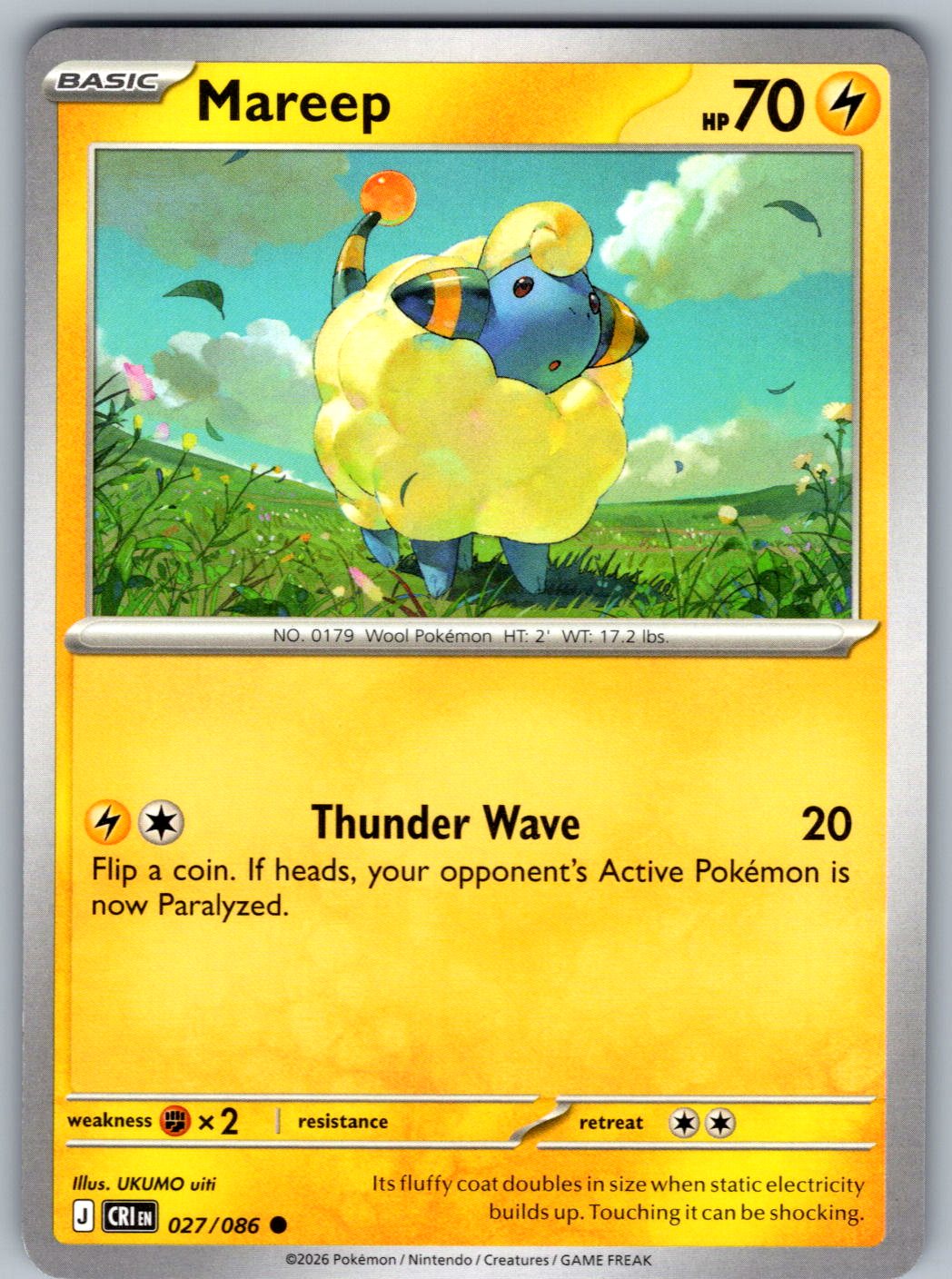 Mareep 027/086 Chaos Rising Pokemon