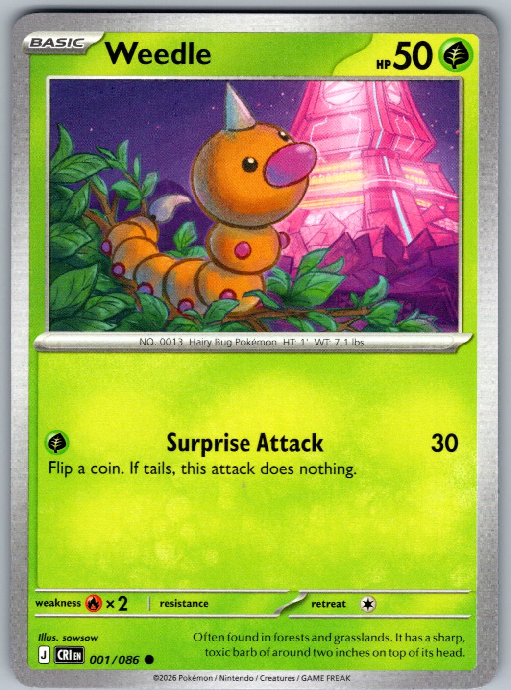 Weedle 001/086 Chaos Rising Pokemon