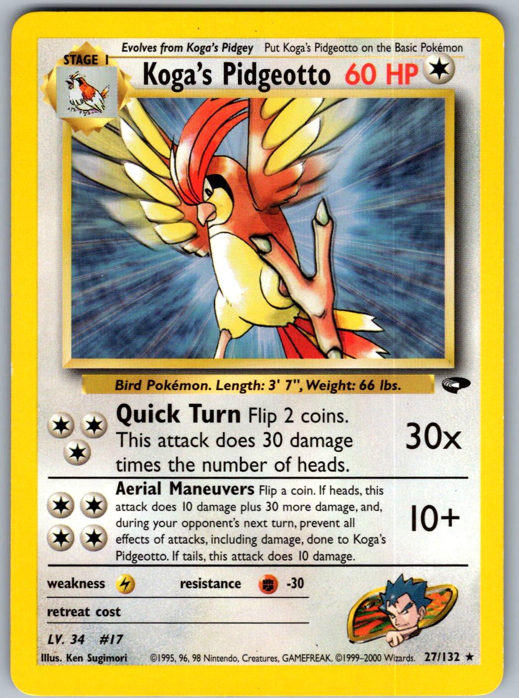 Koga's Pidgeotto 27/132 Gym Challenge Pokemon Unlimited