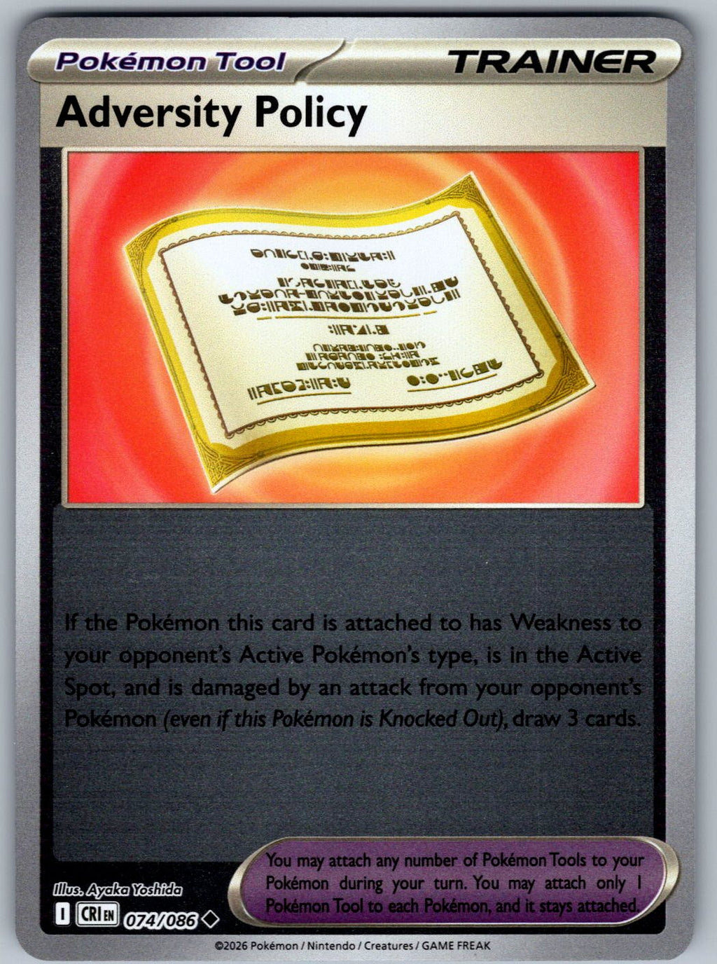 Adversity Policy 074/086 Chaos Rising Pokemon Reverse Holo