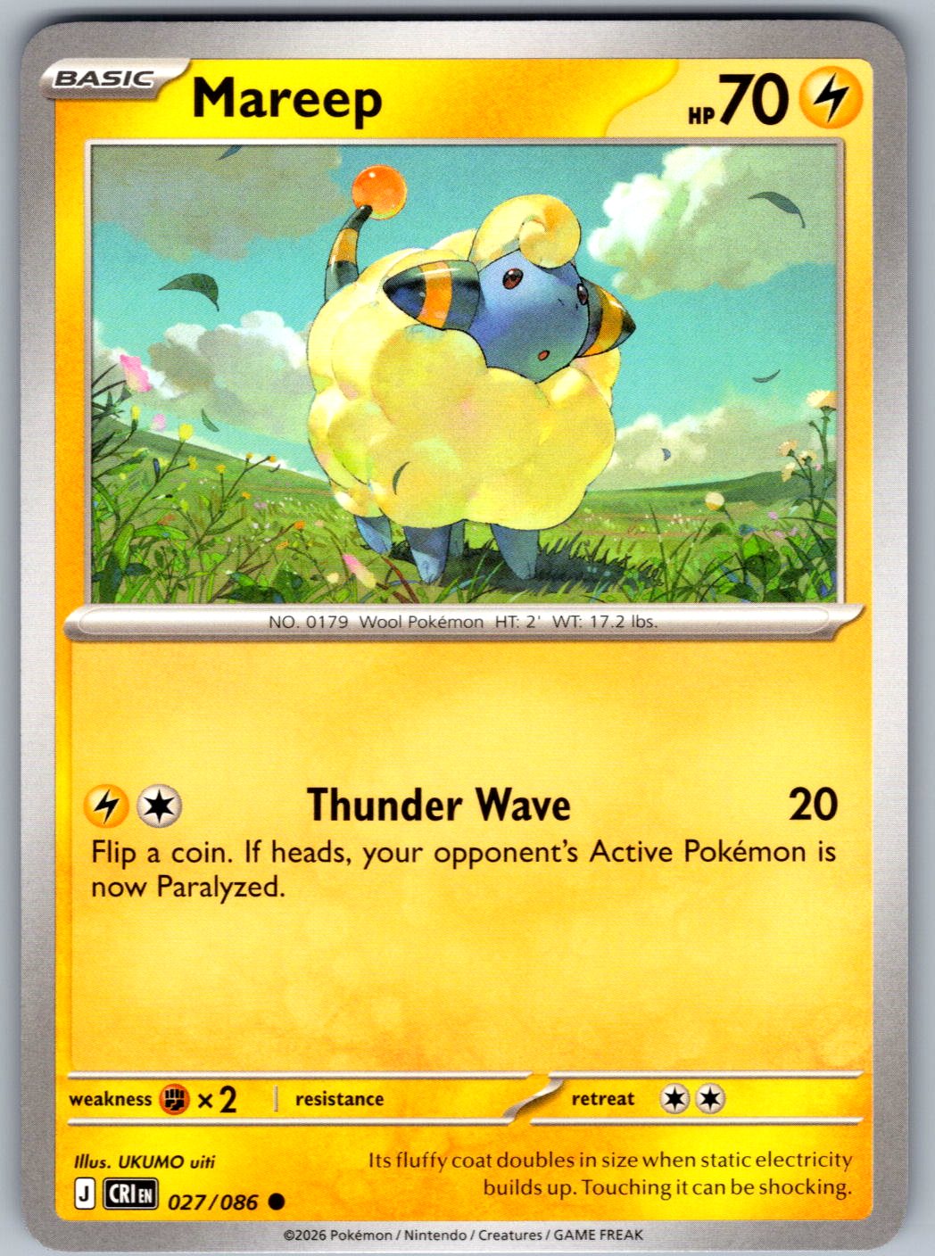 Mareep 027/086 Chaos Rising Pokemon