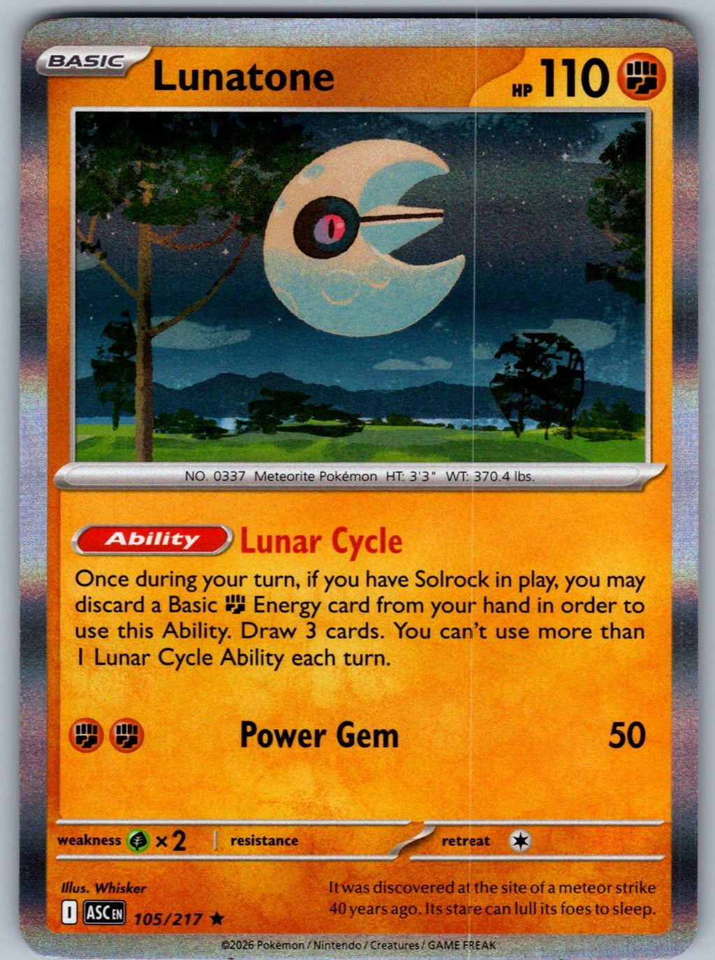 Lunatone 105/217 Ascended Heroes Pokemon Holo