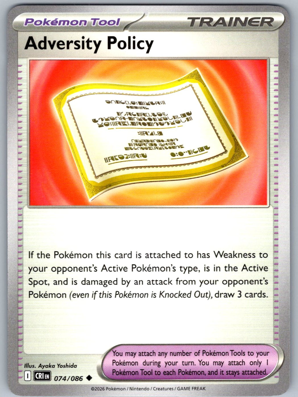 Adversity Policy 074/086 Chaos Rising Pokemon