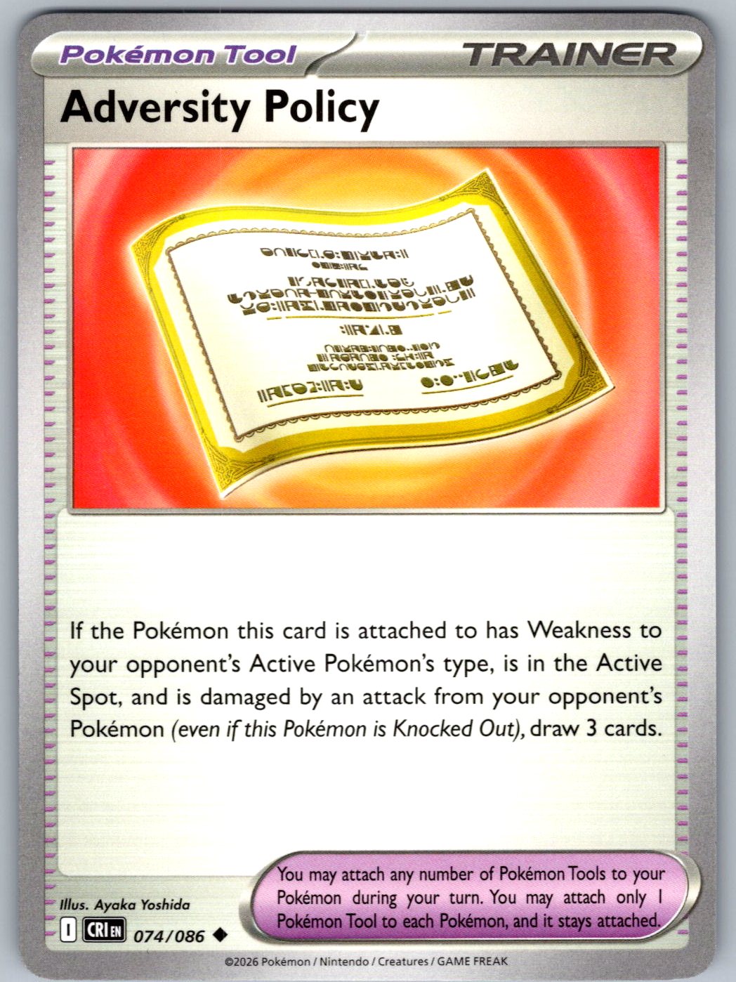 Adversity Policy 074/086 Chaos Rising Pokemon