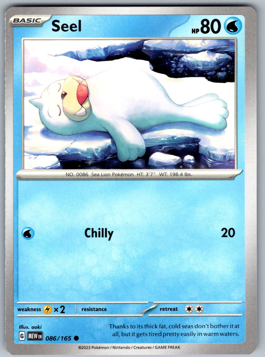 Seel 086/165 151 Pokemon