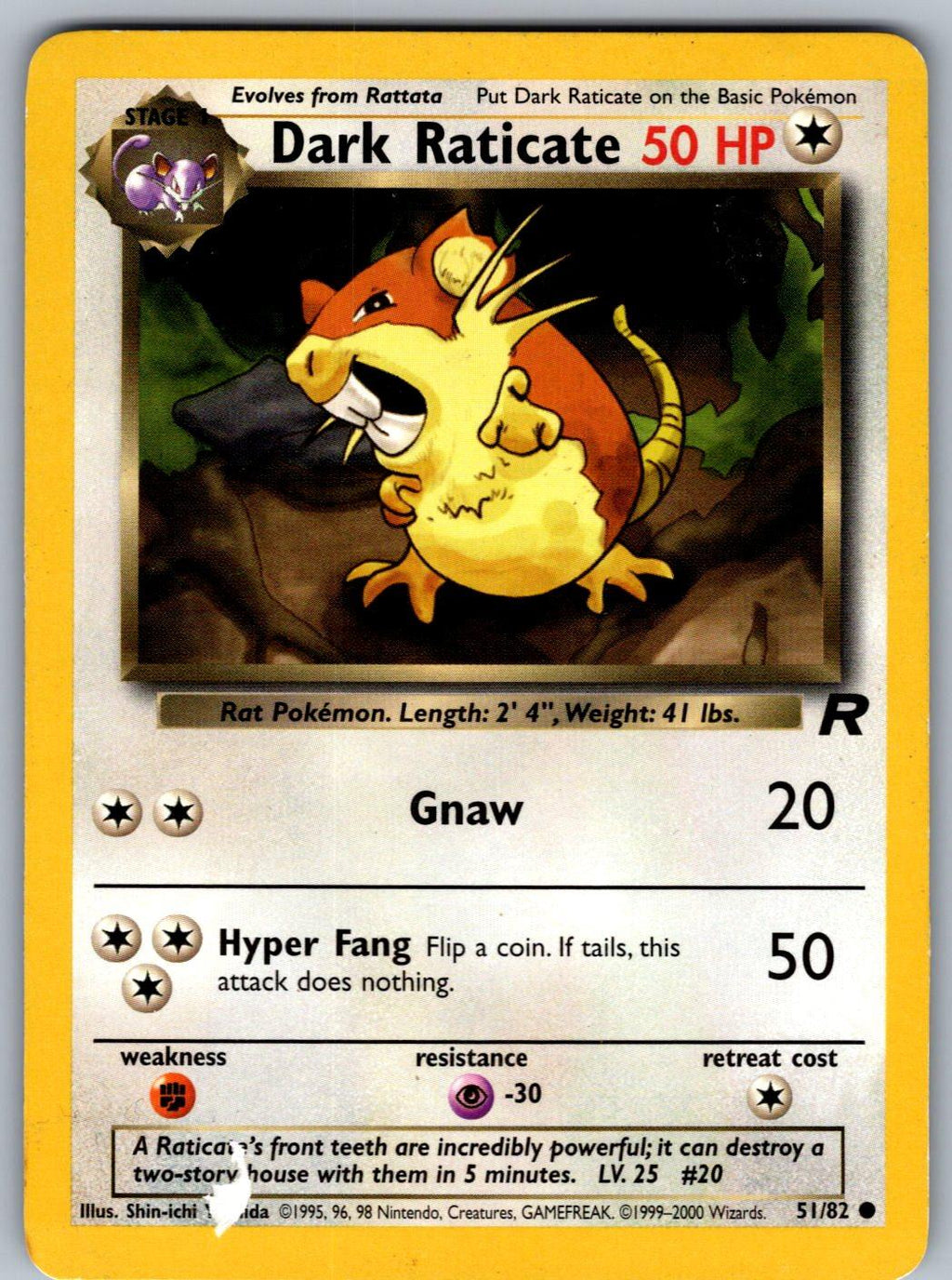 Dark Raticate 51/82 Team Rocket Pokemon Unlimited