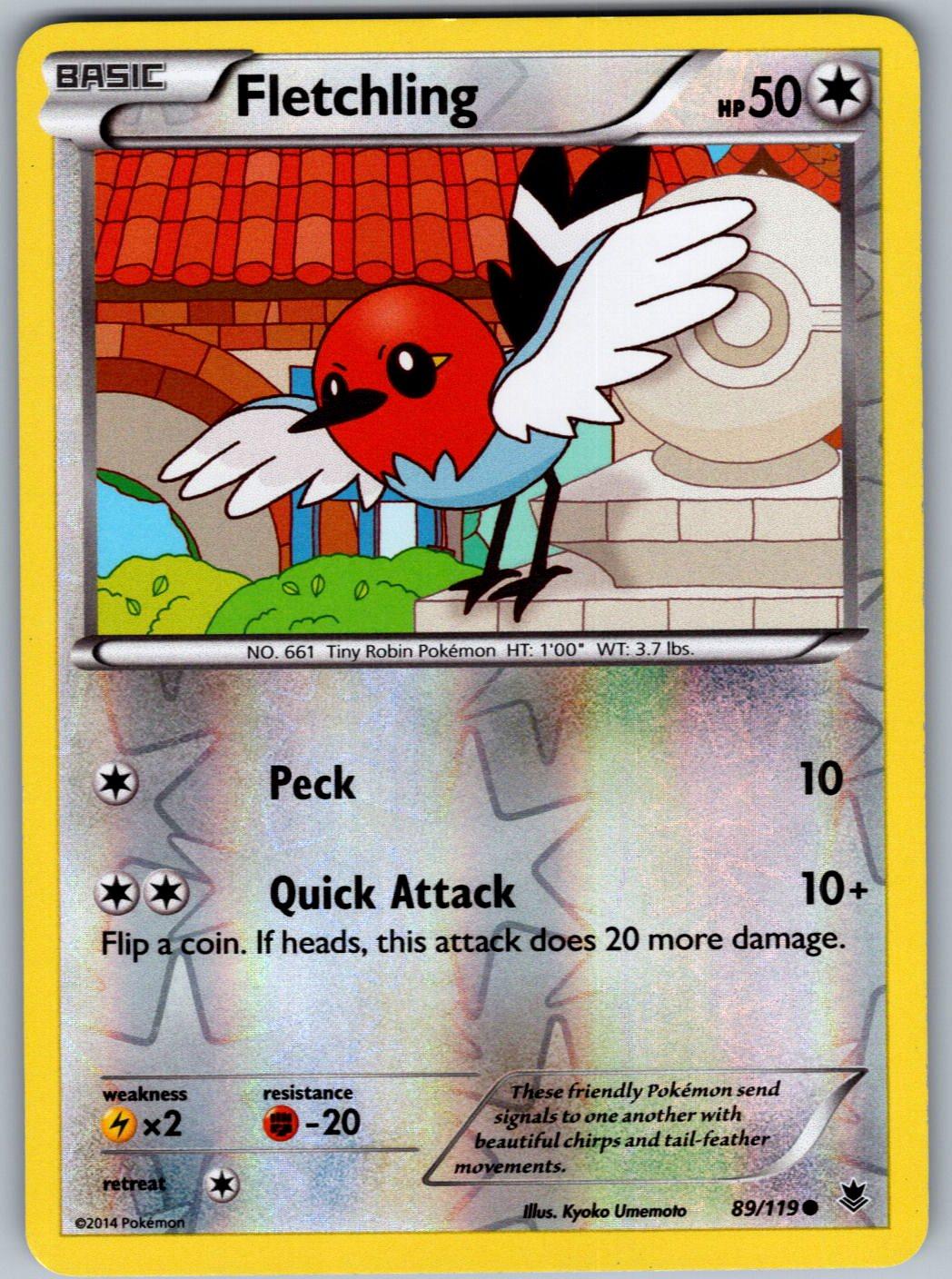 Fletchling 89/119 Phantom Forces Pokemon Reverse Holo