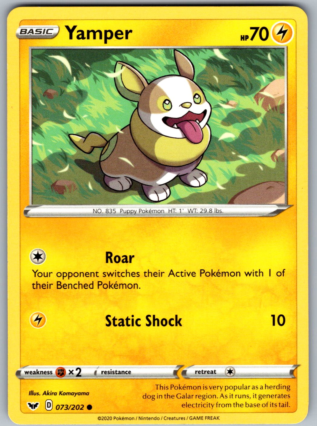 Yamper 073/202 Sword & Shield Pokemon